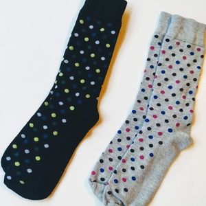 2 Pairs Polka Dot Socks Mens Casual Novelty NWOT